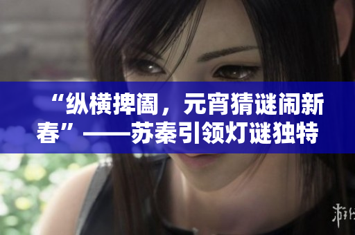 “纵横捭阖，元宵猜谜闹新春”——苏秦引领灯谜独特风采