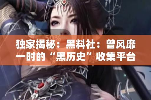 独家揭秘：黑料社：曾风靡一时的“黑历史”收集平台如何步入新纪元