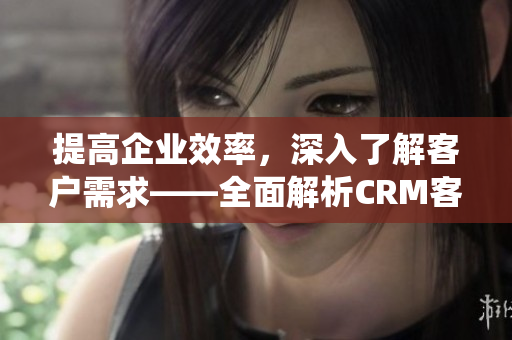 提高企业效率，深入了解客户需求——全面解析CRM客户管理系统